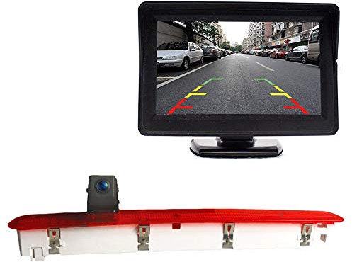 HD Rückfahrkamera + 4.3 Zoll TFT LCD Bildschirm Auto Monitor, IR Nachtsicht Auto Kamera mit 4.3 Zoll Farbdisplay, wasserdichte Rückfahrkamera für VW T6 Transporter Business mit Heckklappe ab 2016 Bj