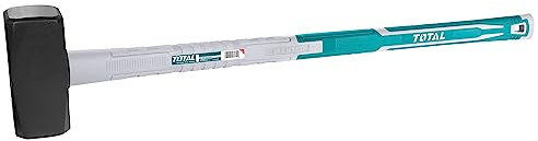 TOTAL - Mason's Mace | 4 kg e 900 mm di lunghezza | Ideale per l'edilizia | Elevata resistenza agli urti | Testa quadrata in acciaio al carbonio forgiato | Manico in fibra