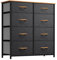YITAHOME Kommode mit 8 Schubladen, Schrank mit Schubladen aus Stoff, Aufbewahrungskommode Industrial Stil für Schlafzimmer, Wohnzimmer, Kinderzimmer, Aufbewahrungsschrank (Dunkelgrau)
