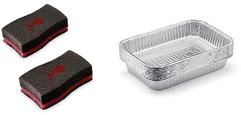 Weber 6415 Small 7-1/2-Inch-by-5-inch Aluminum Drip Pans, Set of 10 & 17688 Reinigungsschwamm, 2 Stück, 25.0 x 6.0 x 9.0 cm