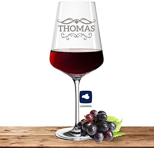 Deitert Leonardo Rotweinglas XL mit Namen oder Wunschtext graviert - PUCCINI - großes 750ml Glas - personalisiertes Premium Weinglas als Geschenkidee für Männer und Frauen - Motiv (Barock01)