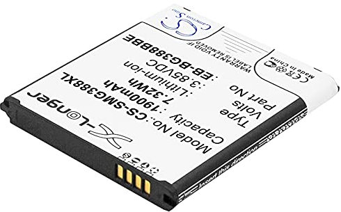 TECHTEK Battery 1900mAh compatible with [Samsung] Galaxy Active Neo, Galaxy Xcover 3, xCover 3 2016, Xcover VE 2016, SC-01H, SGH-N533, SM-G388, SM-G388D, SM-G388F, SM-G389F replaces EB-BG388BBE, EB-B