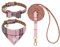 EXPAWLORER Hundehalsband und Leine, Set mit Stickerei, Pfotenabdrücke, kariert, Hundehalsband und Hundeleine, Nicht frei, Fliege und Bandana, Hundehalsband mit Glöckchen, Halsband und Leine, für