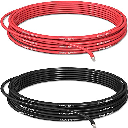 20 AWG / 0.5mm² Gauge Silicone Wire 20 Feet (3 Metres / 10ft Black) & (3 Metres / 10ft Red) Soft & Flexible Cable by UMTMedia® - Can Be Used For Arduino Projects, Electrical, Automotive, Cars, Drones