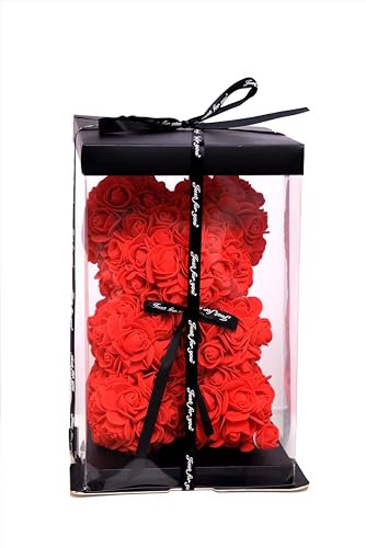 Rose Teddy Bear - Rose Flower Bear - Rose Bear with Box, Rose Teddy Bear, Unique gifts for Women mom birthday gifts, gifts for her girlfriend teen girls - Anniversary Christmas