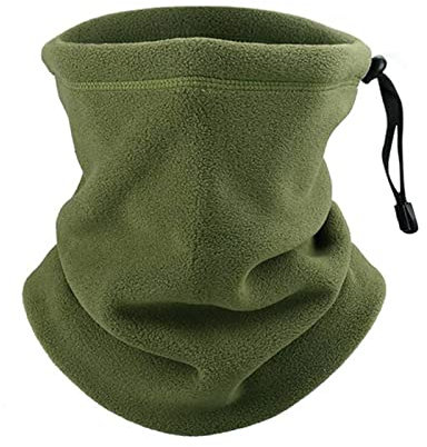 Winter Neck Warmer Fleece Windproof Neck Gaiter Snood for Men Women Cold Weather Face Scarf Headwear for Skiing Running Cycling Army Green