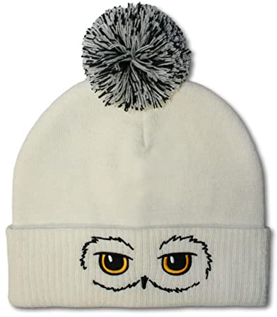 Logoshirt® Harry Potter Hedwig Bommelmütze Damen & Herren | Offiziell lizenziertes Harry Potter-Merch, 100% Acryl, warme Strickmütze mit detailreicher Hedwig-Stickerei