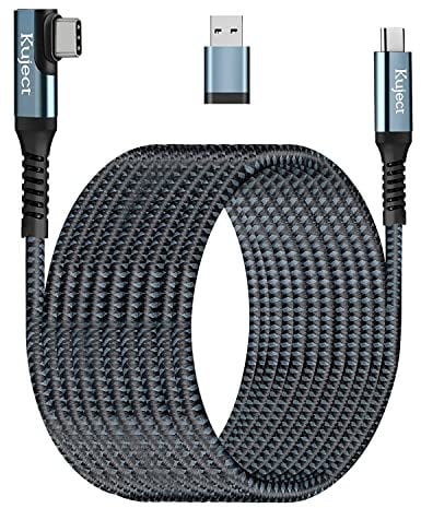 Kuject Compatible for Quest 3/2/Pico 4 Link Cable 6M USB 3.0 Type C to C, Nylon Braided Long PC Connect Power Data Extension Charging Cord, Great Virtual Reality Gaming Accessories for Oculus Quest