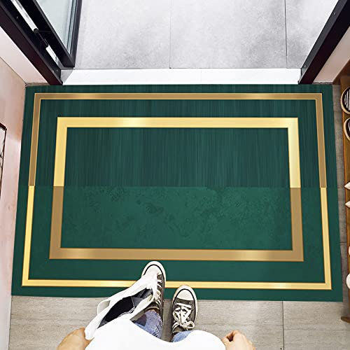 LNXSESN Fußmatte Golden Dunkelgrün Schmutzfangmatte Polyester Verdicken Fussmatte Aussen rutschfest Fußmatten Außen Dekontamination Türmatte Weich Fußabtreter Teppich Wohnzimmer Waschbar 40x60cm