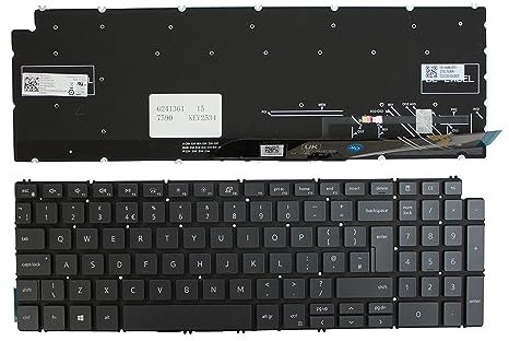 Power4Laptops Vereinigtes Königreich Hinterleuchtet Grau kompatible Ersatz Tastatur kompatibel mit Dell Inspiron 5594