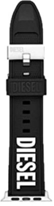 Diesel Armband kompatibel mit Apple Watch, 42/44/45/49 mm 24 mm Schwarz Silikon, DSS0011