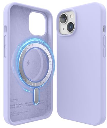 elago Magnetische Silikonhülle Kompatibel mit iPhone 14 Hülle (6.1), Kompatibel mit MagSafe Alles Zubehör, Eingebaute Magnete, Premium Flüssigsilikon, Schutzhülle (Violett)
