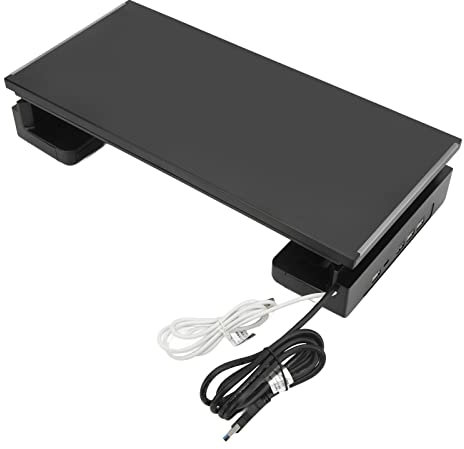 Vikye Monitor Stand Riser, USB 3.0 Charging RGB Folding, 3 Segment Length, 5 Light Modes, Steel Support, ABS Material, Black or Gray