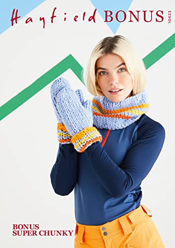 Hayfield Bonus Super Chunky Knitting Pattern - 10623 Snood & Mittens