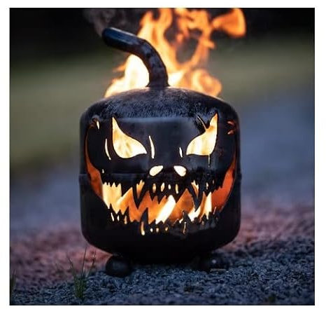 Halloween Kürbis aus Metall Feuerstelle Feuerkorb Fackel Dekoration
