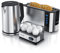 Arendo - Wasserkocher mit Toaster SET und Eierkocher, Edelstahl Silber Wasserkocher 1,5L 40° - 100°C, Toaster 2 Scheiben LED-Display 6 Bräunungsgrade Eierkocher 1-6 Eier Messbecher BPA frei