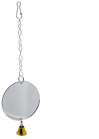 MiOYOOW Vogelspiegel, Acryl Papageienspiegel mit Seilstange und Glocke Hängend Sittich Spiegel Spielzeug für Wellensittiche Ittiche Papageien Nymphensittiche