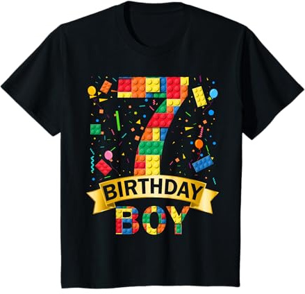 Kids 7rd Birthday Boy 7 Year Old Building Blocks 7th Birthday Boy T-Shirt
