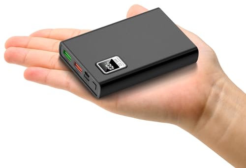 Mini Power Bank 10000mAh Fast Charging Portable Charger 22.5W with USB C Input and Output Battery Pack PD3.0 QC4.0 for iPhone 15 Samsung Huawei iPad etc (Black, 10000mAh)