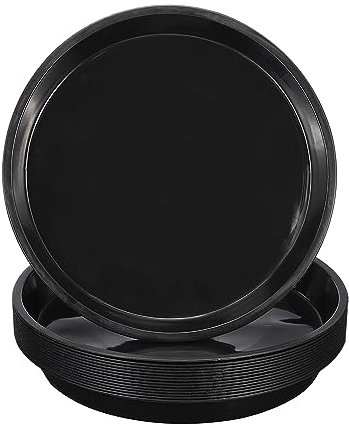 PATIKIL 16 Paquet Plastique Plante Soucoupe, 14 Pouce Plante Plateau pour Pots Rond Plante Plat Plante Gouttes Plateaux Eau Plateau pour Intérieur Extérieur Jardin, Noir