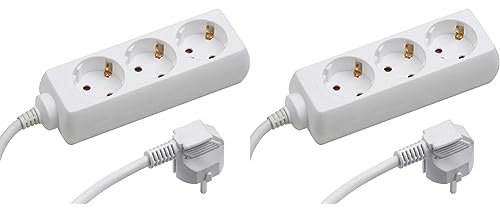 Meister Steckdosenleiste 3-Fach - 5 m Kabel - weiß - Kunststoffleitung - IP20 Innenbereich/Steckerleiste/Mehrfachsteckdose/Tischsteckdose/Tido 3-Fach / 7430250 (Packung mit 2)