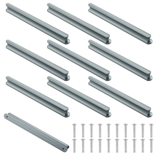 Mynoozi 10 Pack 180mm Long (160mm Hole Centre) Kitchen Cabinet Door Handle Pull, Hardware Drawer Handles, Kitchen Drawer Handles, Cabinet Pulls, Cupboard Door Handles (Grey)