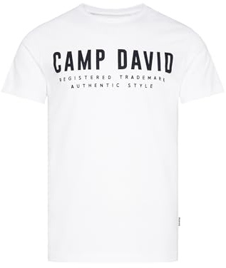 Camp David Herren Basic Logo T-Shirt, Rundhalsausschnitt, 100% Baumwolle, Regular Fit, Mehrere Farben