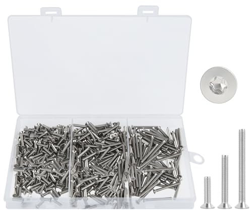 240 Stück Geräteschrauben für Schalterdosen, Edelstahl Flachkopf Pflaumenblüte Möbelschrauben mit Sortimentsbox, Senkkopfschrauben für Holzarbeiten, Steckdosen, Ø 3,2x12mm, 3,2x20mm, 3,2x30mm