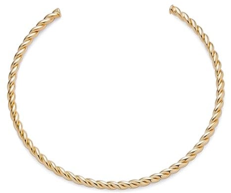 Bling Jewelry Tradtional Cable Twist Braid Rope Choker Collar Necklace For Women Teens Polished Yellow Gold Plated
