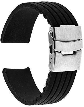 Bracelet de Montre 17mm 18mm 19mm 20mm 21mm 22mm 23mm 24mm Bracelet de Montre en Caoutchouc de Silicone Universel Boucle en Acier Inoxydable Bracelet de Montre Bracelet en résine (Band width : 17mm)
