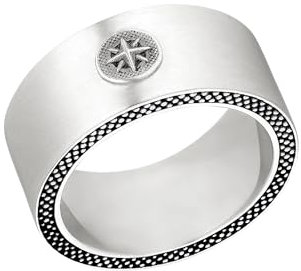 s.Oliver Ring Edelstahl Herren Ringe, Silber, Kompass, Kommt in Schmuck Geschenk Box, 2037999