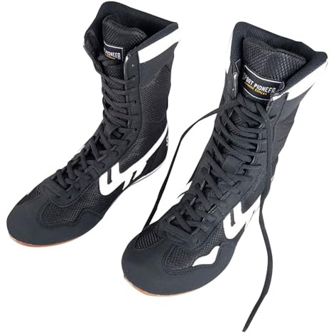 Sports Shoes Men's Original Boxing Shoes High Top Training Wrestling Shoes Long Boots Boxing Shoes Competition Training Compatible with Motorcycle Shoes Men Chopper