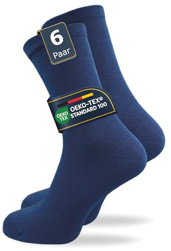 GAWILO Diabetikersocken für Herren (6 Paar) | Ohne Gummibund & ohne Naht | Extra weiter Komfort-Bund - Venensocke mit viel Baumwolle