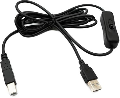 System-S USB 2.0 Kabel 2 m Typ B Stecker zu A Stecker Schalter Adapter in Schwarz