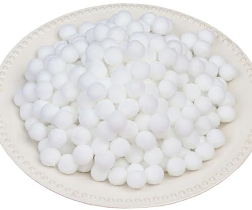 500 Stück Pompons zum Basteln, Weiß Pompoms, 15 mm Klein Flauschige Pompom Bälle für DIY Kreative Handwerk Dekoration (Weiß-1.5 cm)