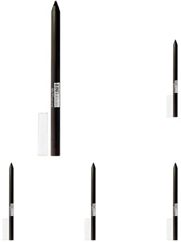 Maybelline New York Wasserfester Eyeliner mit wischfester, farbintensiver Gel-Textur, Tattoo Liner Gel Pencil, Nr. 900 Deep Onyx (Schwarz), 1 Stück (Packung mit 5)