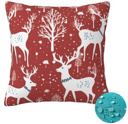 Outdoor Kissen Wetterfest 2 Stück Rot Kissenbezug 60x60cm, Sommer Gartenkissen Deko Outdoor Sitzkissen Wetterfest, Kissenbezüge Weihnachten Outdoorkissen für Balkon Terrasse Patio Garten Deko -OZ449