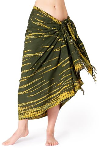 PANASIAM Sarong tiedye style, olive green yellow, 190x116cm