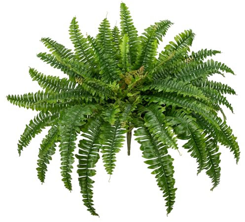 Hollyone Künstlicher Boston Farn Busch, 85cm Große Künstliche Farne für Draußen Drinnen, Große Gefälschte Farne Kunstpflanze für Hängende Dekoration, Büro Wohnzimmer Gartendeko, Grün