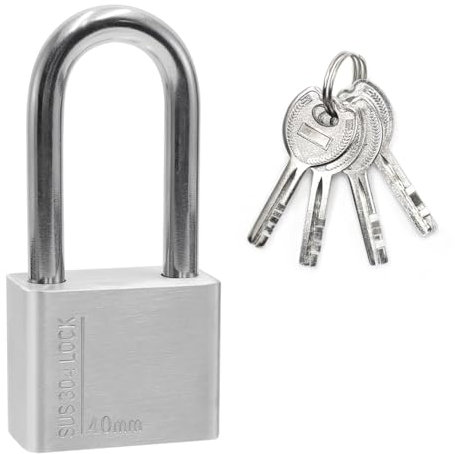 KtbeYTi Grillete Alto Candado de Acero Inoxidable 304 con 4 Llaves, Protección Impermeable y de Alta Seguridad para uso en Exteriores, 40 mm
