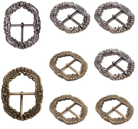 Sxutop 8 Stück Trachten Gürtelschnallen Set Vintage Schnallen Metall Rollschnallen 30mm Trachten Hosenträger Schnalle Ersatzschnalle für Trachtengürtel, Trachtenhosen, Lederhosen(Bronze; Antik Silber)