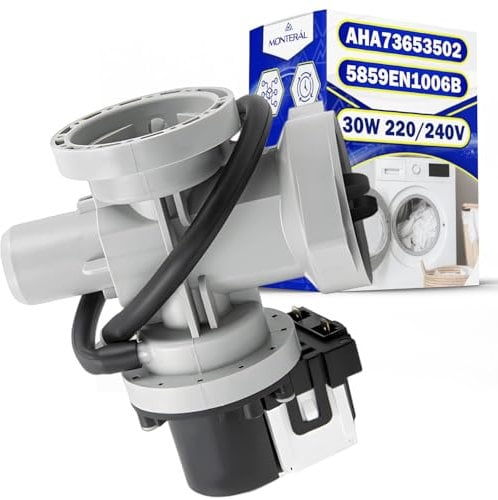 Pompa di Scarico Potenza 30W 220/240V per Lavatrice con Codice Originale EAU62263305 AHA73653502 5859EN1006M 5859EN1006B 5859EN1006S per LG - Garanzia di 10 Anni - MONTERAL