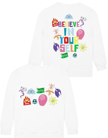 Disney Felpa Inside out 2 Personaggi Felpa Bambina | Felpe Ragazza | Maglione Ragazza | Bianco 11-12 Anni
