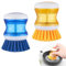 Soap Dispensing Dish Brush, 2 PCS Soap Dispensing Palm Brush, Multifunctional Pressing Cleaning Brush Palm Scrub Refillable Soap Dispensing for Dishes Pot Pan Sink Cleaning