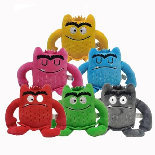 Sunknight 6 Stück, 16 cm, Kawaii, Farbmonster, Plüschpuppe, Kinder, Emotion, Plüsch, für Kinder, Geburtstagsgeschenke, Weihnachten