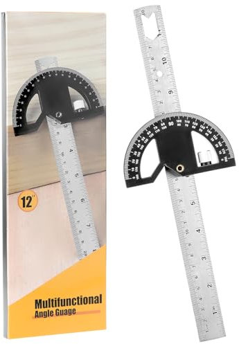 QWORK® Righello angolare goniometro, strumento misuratore angolare regolabile, strumento di misurazione 0-180 gradi per bricolage e carpenteria (Nero, 30 cm)