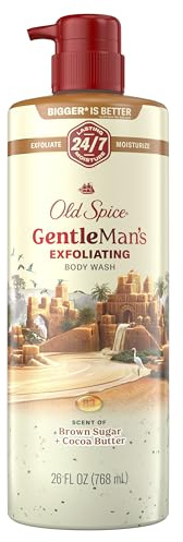 Old Spice GentleMan's Exfoliating & Moisturizing Body Wash for Men, 24/7 Shower Fresh with Long Lasting Scent, Renewing Vitamin B3 Blend, Brown Sugar + Cocoa Butter Scent, 26 oz