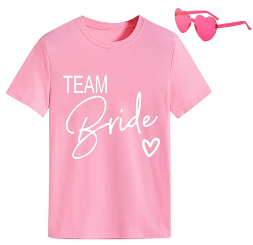 JGA Tshirt,JGA Accessoires Frauen,Bride to Be &Team Bride T-Shirt Weiß Rosa,JGA Dekoration,Junggesellenabschied Zubehör (DE/NL/SE/PL, Alphanumerisch, Einheitsgröße, Regular, Regular, 6, Rosa)