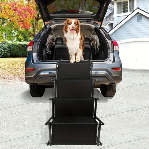 ZUOBYMBC Hundetreppe Auto für VW Tiguan 2 (II) AD1 I 2016-2024, Klappbar Perfekte Einstiegshilfe Hund Auto-Rampe Hund,Hunderampen,Hundetreppen,Hundeleiter,80kg Tragkraft