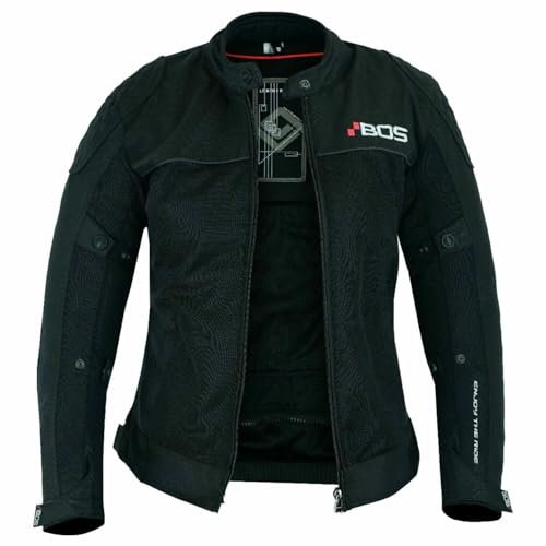 Motorradjacke Damen mit Protektoren – Luftig, Belüftet & Sicher für den Sommer,Textil Motorrad Jacke Damen Sommer – Mit Rückenprotektor (DE/NL/SE/PL, Alphanumerisch, M, Regular, Regular, BLACK)
